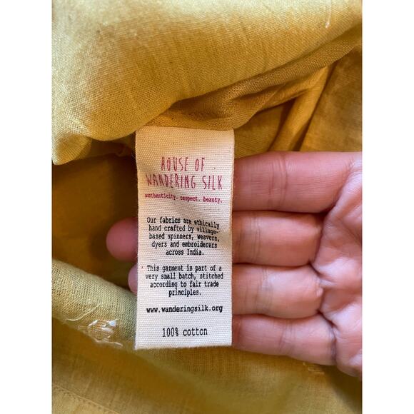 House of Wandering Silk Juhu Cotton Dress NWT $259 Turmeric One Size - Picture 10 of 10